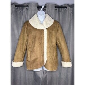 Ana Brown faux Suede Faux fur Zip Front jacket XL